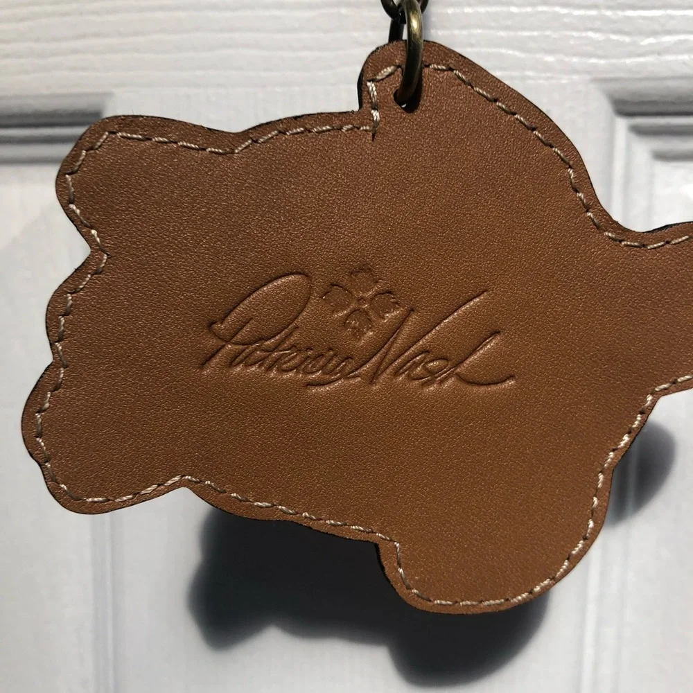 Patricia Nash Turtle Leather Embossed Keychain Leather Brown Bag Charm Holder